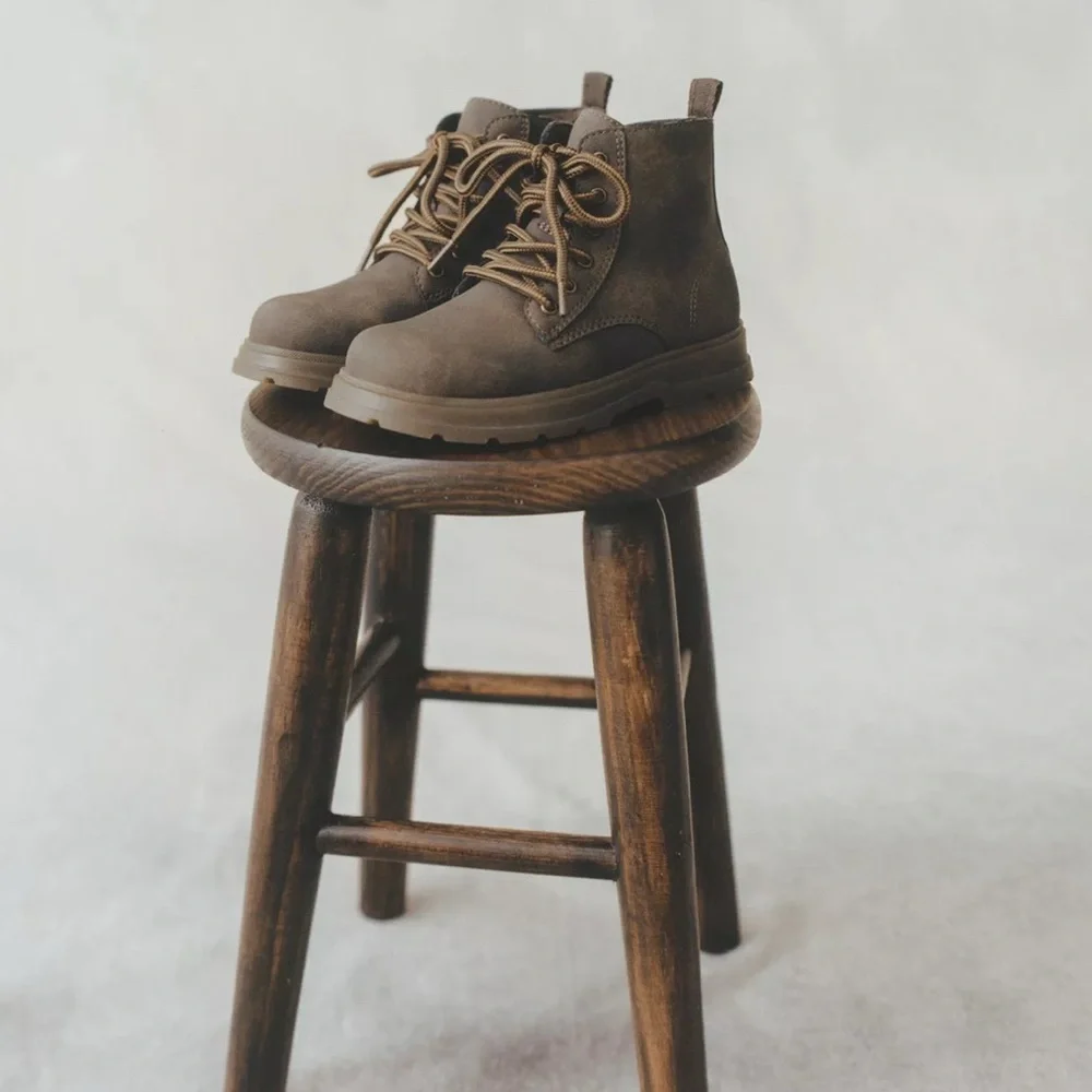 Zara Kids Brown Laced Ankle Boots - Picture 2 of 6